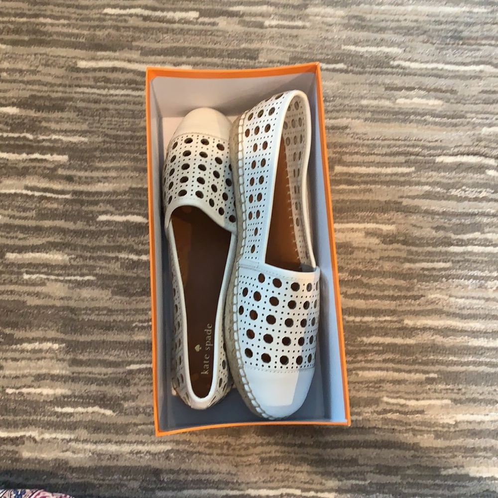 Kate spade Perforated white calf espadrille flats